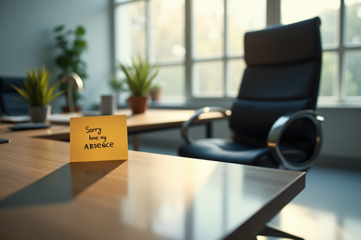 Chaise de bureau vide avec note d