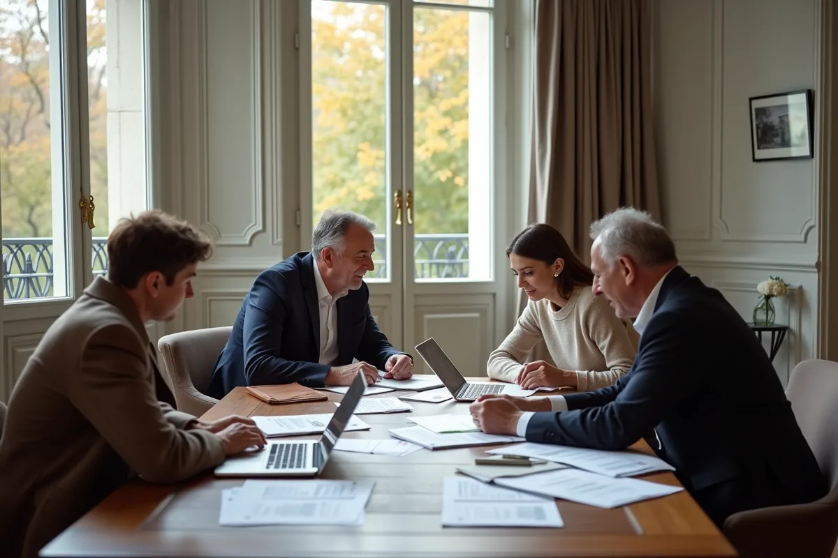 Famille multigeneration dans un salon moderne et élégant