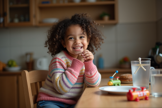 Jeune fille souriante avec dents de devant manquantes