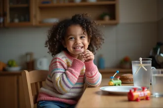 Jeune fille souriante avec dents de devant manquantes