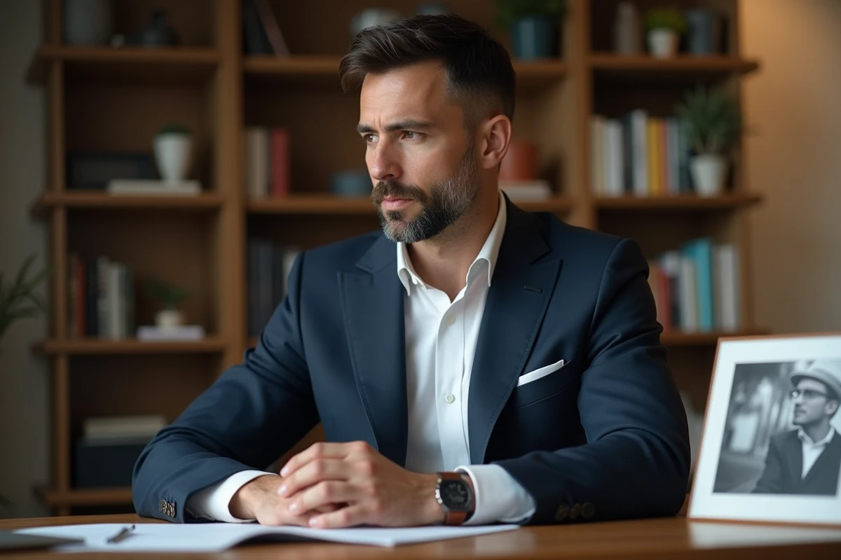 Homme d'âge moyen en costume dans un bureau moderne