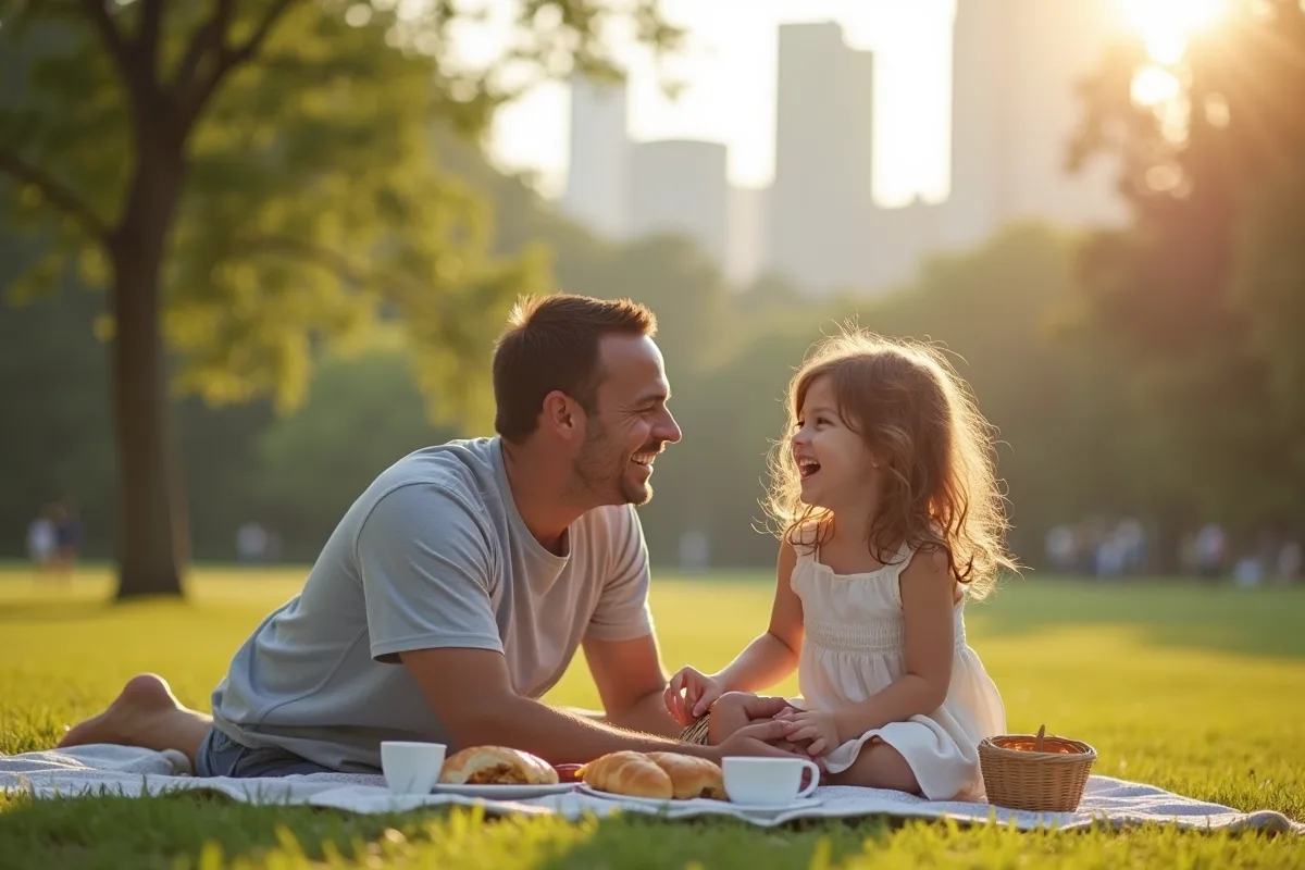 Père et fille riant lors d