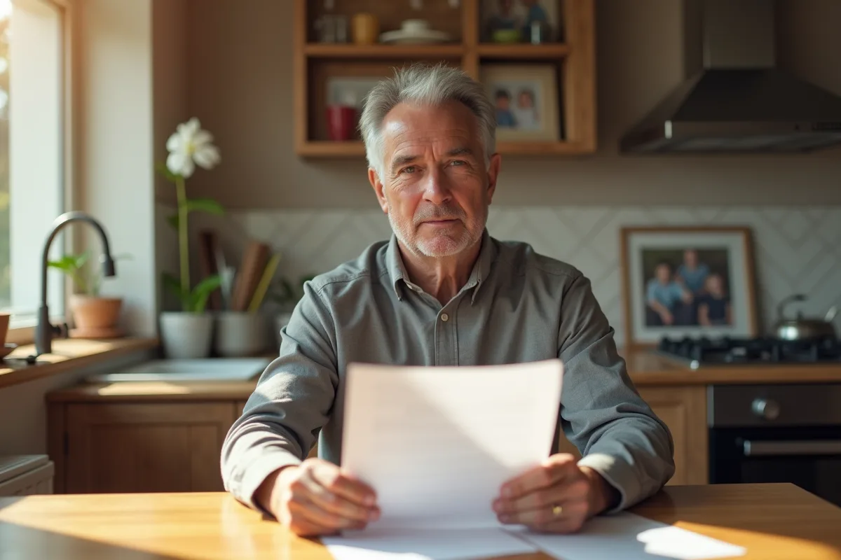 Parent d'âge moyen lisant des documents juridiques à la maison