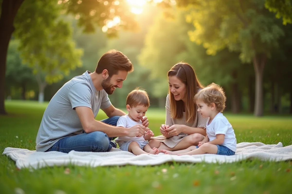 Famille profitant d