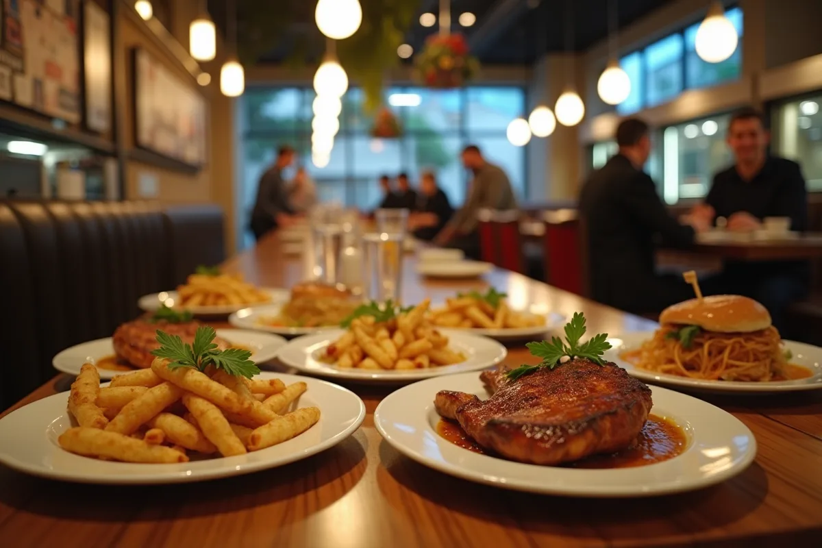 Plats laissés sur une table de restaurant après le départ des clients